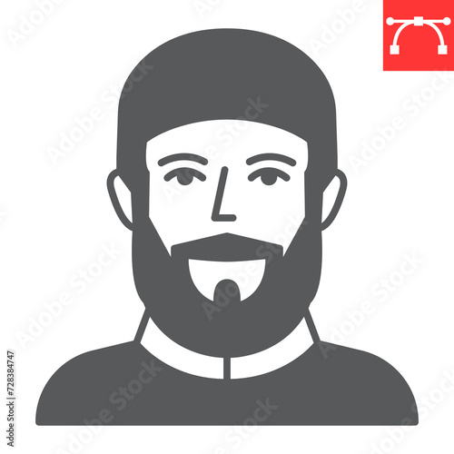 Muslim man glyph icon, Ramadan and Islamic, arabian man vector icon, vector graphics, editable stroke solid sign, eps 10.
