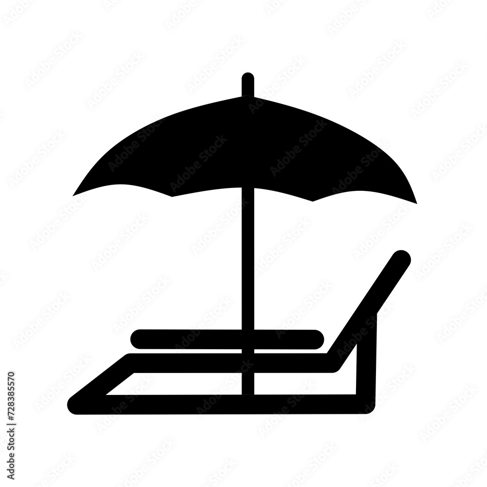vector icon of beach chair with umbrella