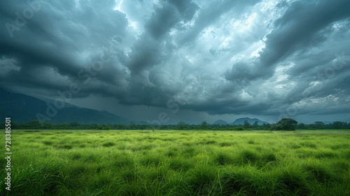 迫りくる雨雲の風景