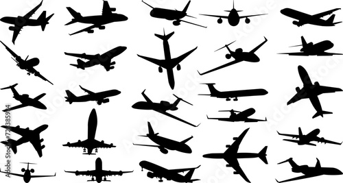 set of airplane silhouette vector