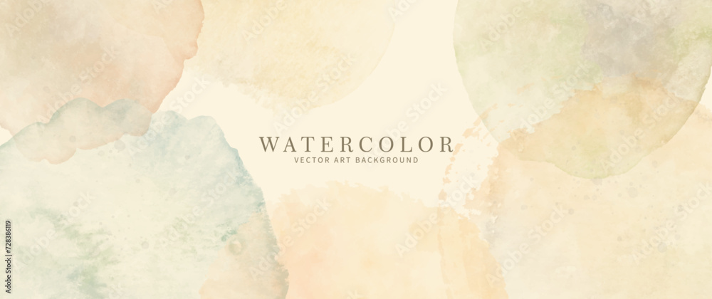 Vintage vector watercolor art background with old paper and isolated brushstrokes and splashes for cards, flyers, poster, cover design. Aged watercolor texture wallpaper. - obrazy, fototapety, plakaty 
