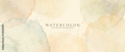 Vintage vector watercolor art background with old paper and isolated brushstrokes and splashes for cards, flyers, poster, cover design. Aged watercolor texture wallpaper. photo