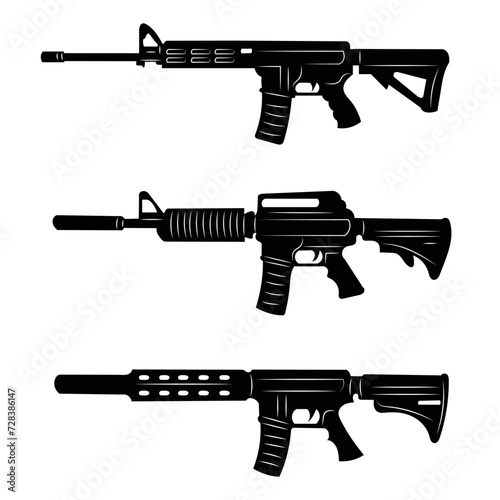 rifles, weapons silhouette black vector