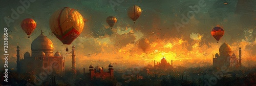 Soaring Skies and Majestic Palaces A Kite Festival in India Generative AI