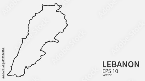 Vector line map of Lebanon. Vector design isolated on white background.  