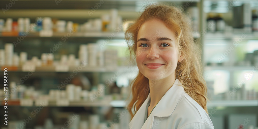 Young pharmacist woman in a pharmacy