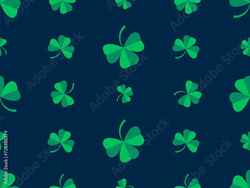 Shamrock seamless pattern for St. Patrick s Day. Green three-leaf clover is a symbol of good luck. Background for promotional products  cards and prints. Vector illustration