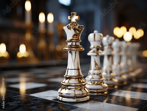 Chess on a chessboard, business concept of success and leadership