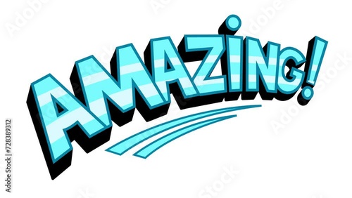 Amazing word pop art comic book style retro hand drawn isolated on white background. Thin clean lines video animation. High quality 4k footage. 