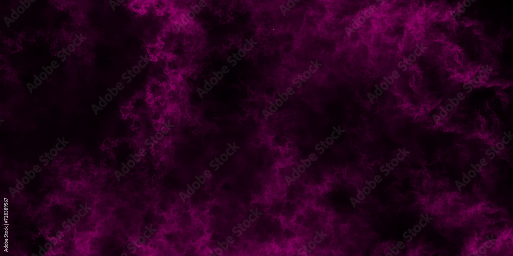 Abstract cosmic purple ink texture deep space galaxy nebula aquarelle canvas for creative design. Dense smoke in purple neon light on a dark background.  Dark Magenta Galaxy Watercolor Texture