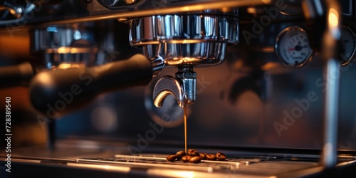 A close up of a coffee machine in action. Perfect for illustrating the process of making coffee.