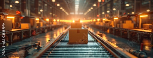 Boxes on a conveyor belt, ready for shipping Generative AI © Riya