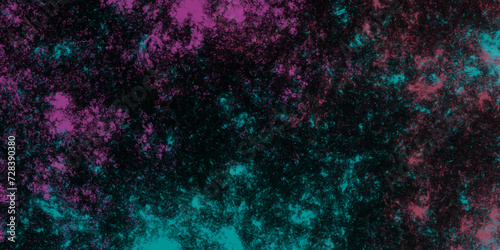 Star field background Aquamarine and pink dark red pink, teal and purple nebula universe. Cosmic neon light blue watercolor background aquarelle deep black Paper textured. Fantastic outer view space
