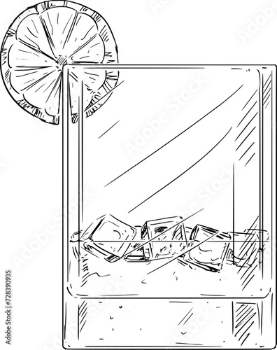 Glass or Drink, Whiskey or Alcohol, Vector Cartoon Illustration