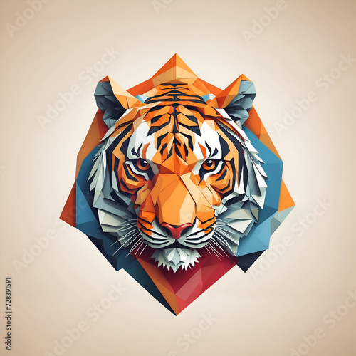 Colorful polygonal logo illustration of a tiger