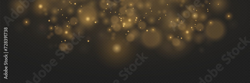 Sparkling golden magic dust particles. Confetti and glitter stars.