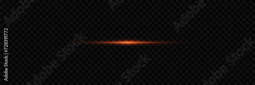 Light red flash of light. Laser highlight line. On a transparent background.