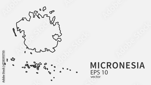 Vector line map of Micronesia. Vector design isolated on white background.  