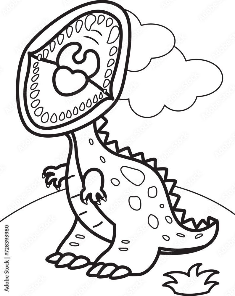 Obraz premium Cute and Funny Dinosaur Tryannosaurus Trex Animal Cartoon Coloring Activity for Kids and Adult