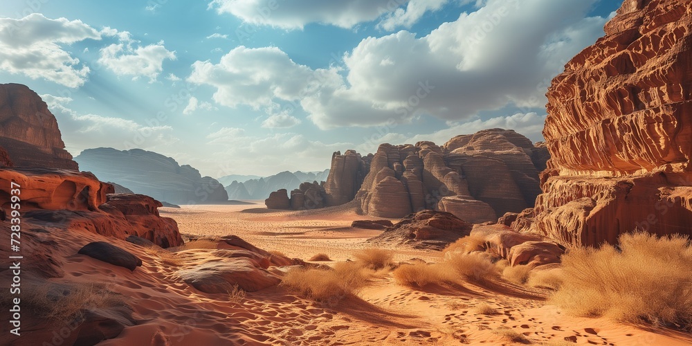 Landscapes of desert and rocks