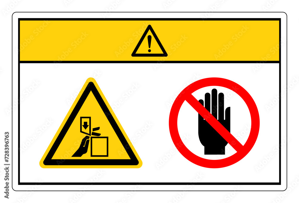 Caution Crush and Cutting Of Finger Hazard Do Not Touch Symbol Sign, Vector Illustration, Isolate On White Background Label. EPS10 Caution Crush and Cutting Of Finger Hazard Do Not Touch Symbol Sign, Vector Illustration, Isolate On White Background Label. EPS10