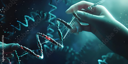 DNA replication  change genome  mutation  scientists are  trying to introduce  new traits in human to enhance ability  futuristic science and technology change in life 