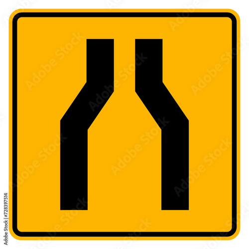 Narrowing Traffic Road Sign,Vector Illustration, Isolate On White Background Label .EPS10