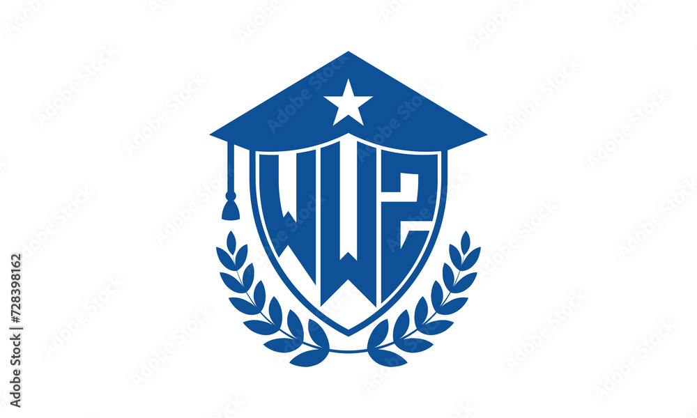 WWZ three letter iconic academic logo design vector template. monogram, abstract, school, college, university, graduation cap symbol logo, shield, model, institute, educational, coaching canter, tech WWZ three letter iconic academic logo design vector template. monogram, abstract, school, college, university, graduation cap symbol logo, shield, model, institute, educational, coaching canter, tech