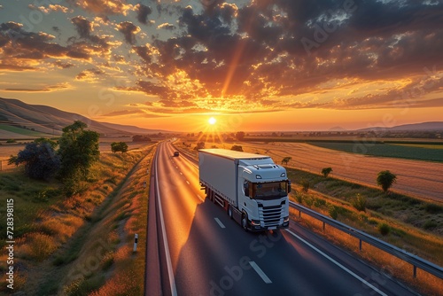 Sunset Trucker Generative AI photo