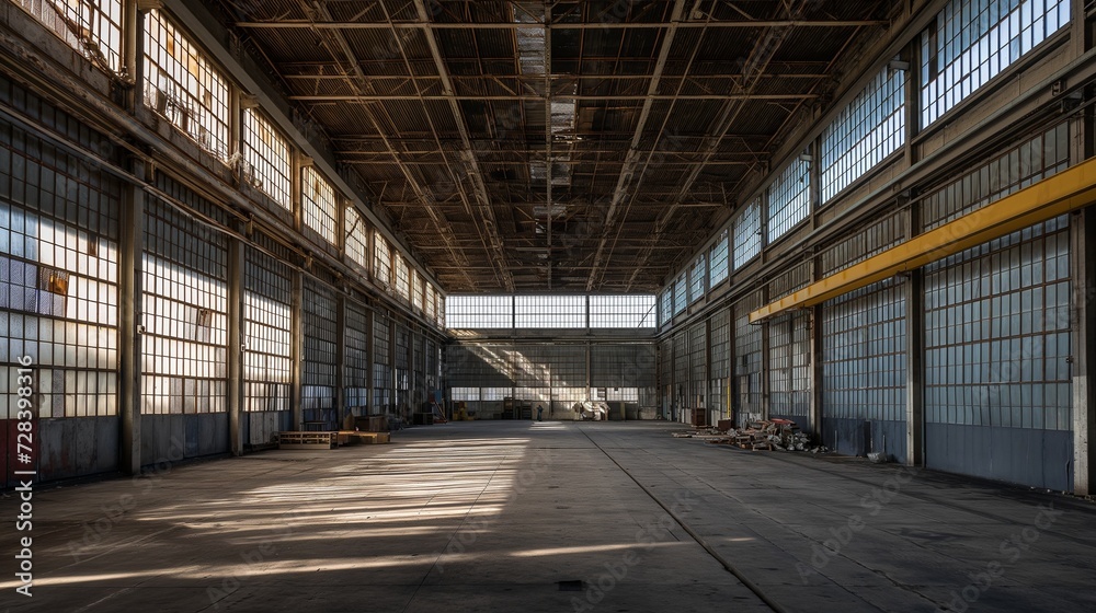 Empty Large factory workshop space building