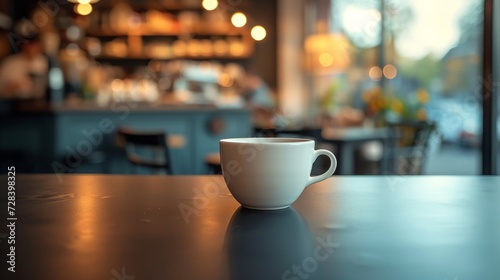 A moment of solitude with a hot coffee in a minimalist cafe setting