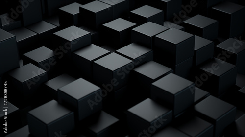 3d black cubes, abstract background, 3d wallpaper, matt black backdrop, background for business presentation, creative desktop wallpaper