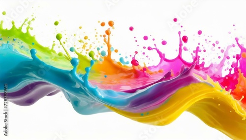Schizzo colorato multicolore in acqua. Schizzo multicolore in acqua. Onda colorata di liquido.  Colorful wave paint splash border with liquid drops in water. photo