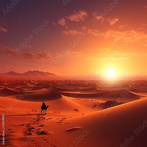 Desert Caravan at Sunset