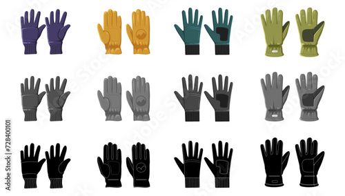 Set of glove and equipment vector icon photo