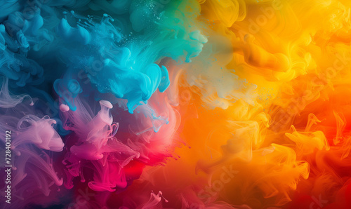 Abstract background with multicolored liquids mixing in motion.
