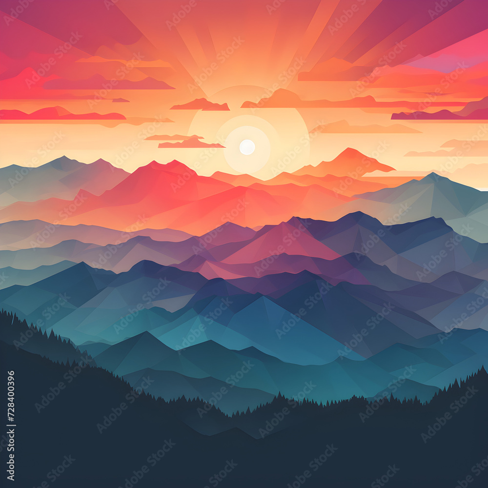 sunrise in mountains,,
3D Nature beauty landscape fantasy cartoon background wallpaper