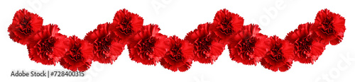 Red carnation flowers in a floral garland isolated on white or transparent background photo