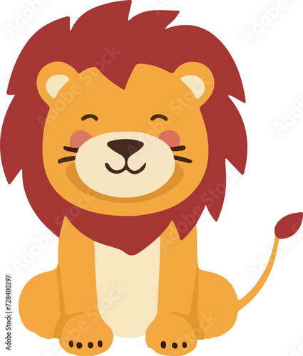 cute lion cartoon isolated on white