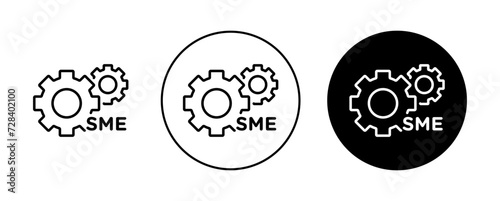 SME Icon Set. Small Enterprise Expert Vector Symbol in a black filled and outlined style. Subject Matter Business Growth Sign. photo