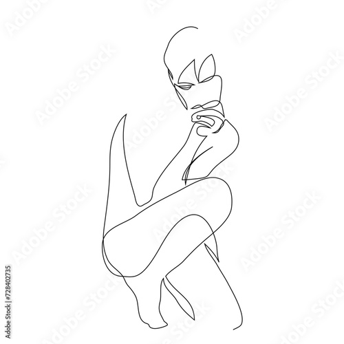 Abstract beautiful female body, continuous line drawing, quick sketch, fashion illustration, woman beauty minimalist, vector illustration