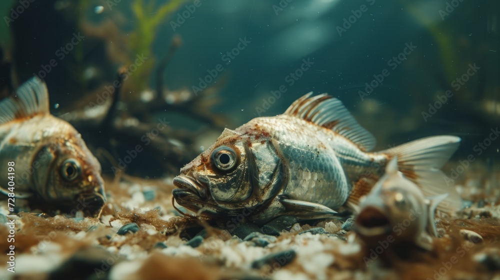 fish in an aquarium.