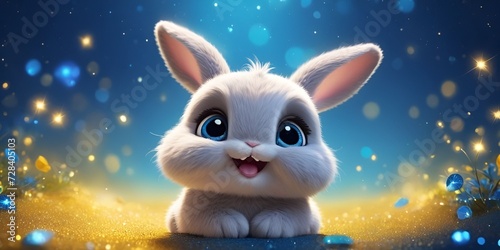 Cute beautiful baby bunny in the colourful sparkling background, Cute baby animal wallpapers, Cute baby animals for kids wall art