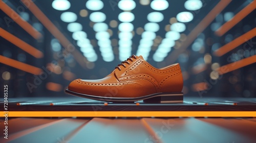 Designer shoe mockup on a runway background  photo
