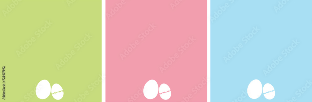 happy easter square card templates. vector hand drawn christian spring holiday instagram post templated with cracked eggs. pink, blue, green pastel frames with eggs