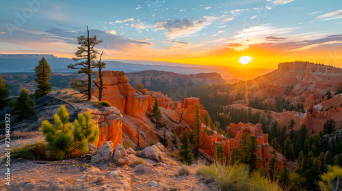Foto A photo of Bryce Canyon, with otherworldly hoodoos as the background, during the