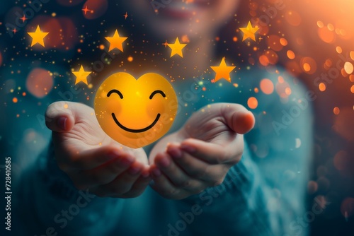 Positive Psychology Emoji genial Smiley, Icon Illustration service rating. Smiling cartoon elation. Big grin visualization tools happy smile. emoticon reaction stress management photo