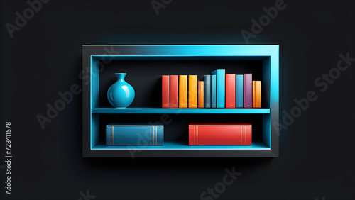 bookshelf with books isolated on a black background