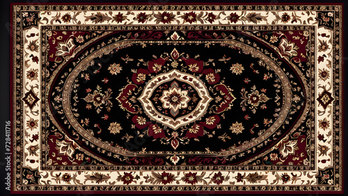 Broun rug embroidery carpet on an isolated black background