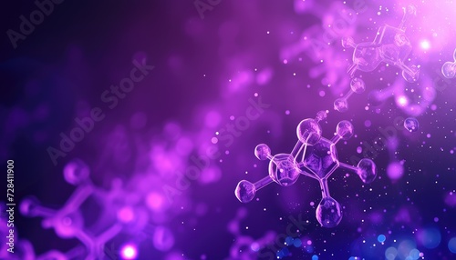 Abstract purple molecules background, chemical compounds for pharmacy or medicine theme backdrop